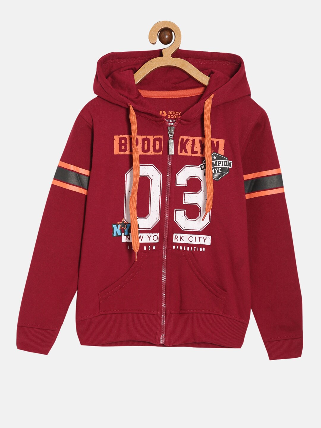 

DIXCY SCOTT Boys Originals Typography Printed Hooded Sweatshirt, Maroon