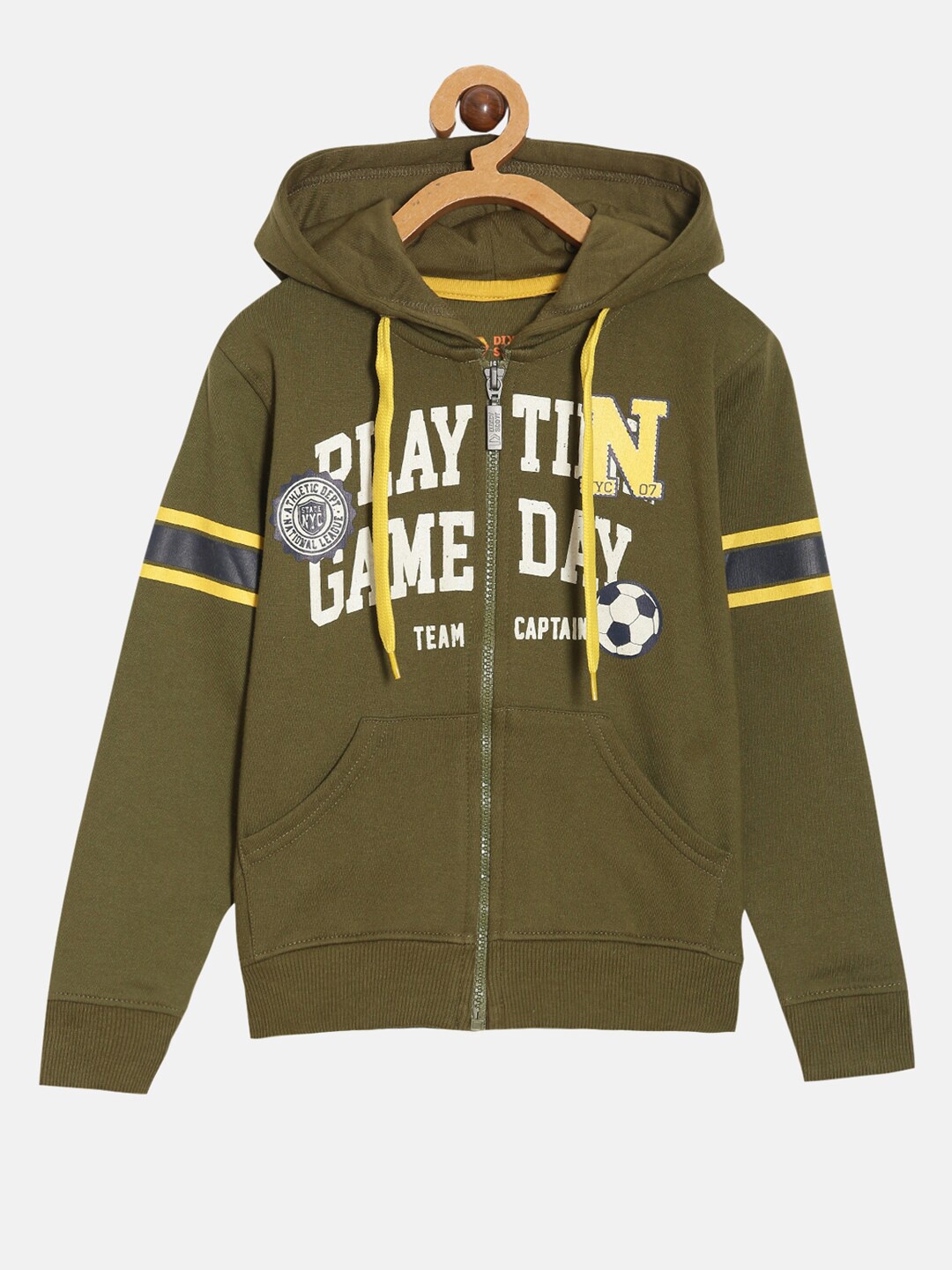 

DIXCY SCOTT Boys Originals Typography Printed Hooded Sweatshirt, Green