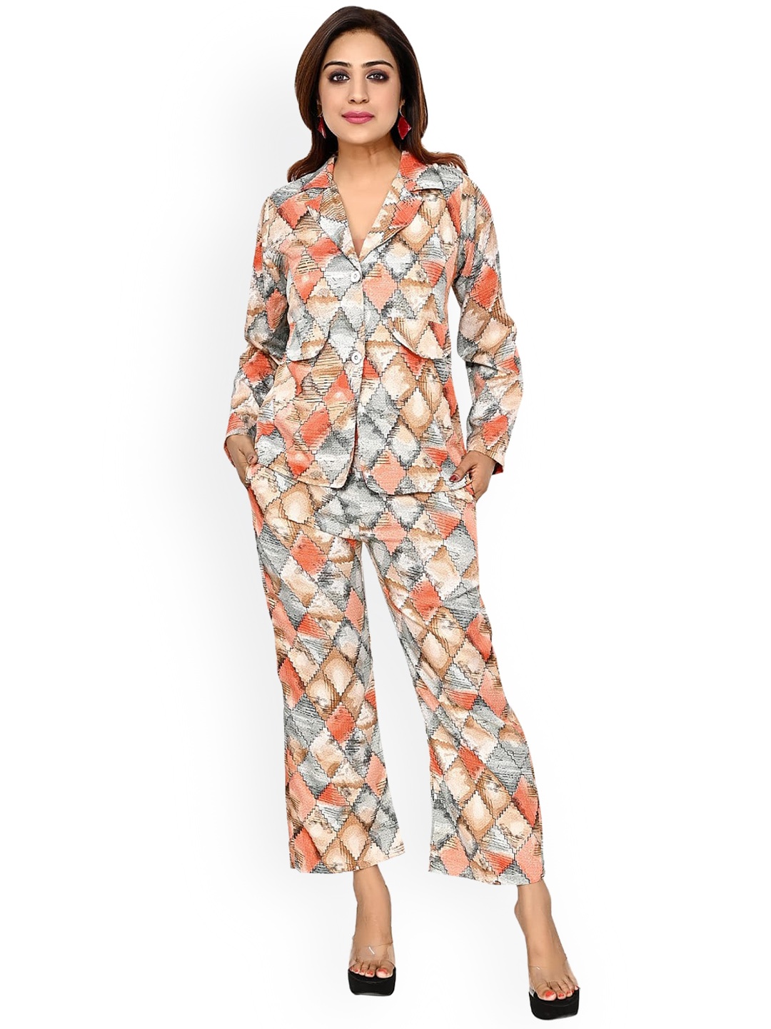 

FELLAMO Printed Blazer And Trouser, Green
