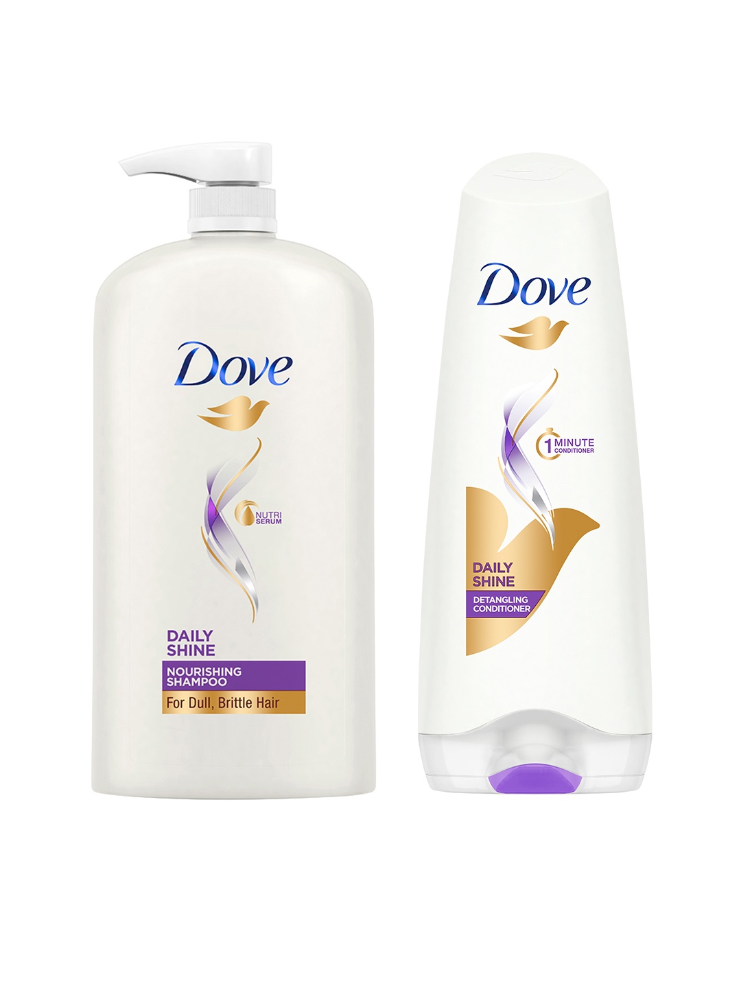 

Dove Daily Shine Nourishing Shampoo 1L & Hair Conditioner 175ml Combo, White