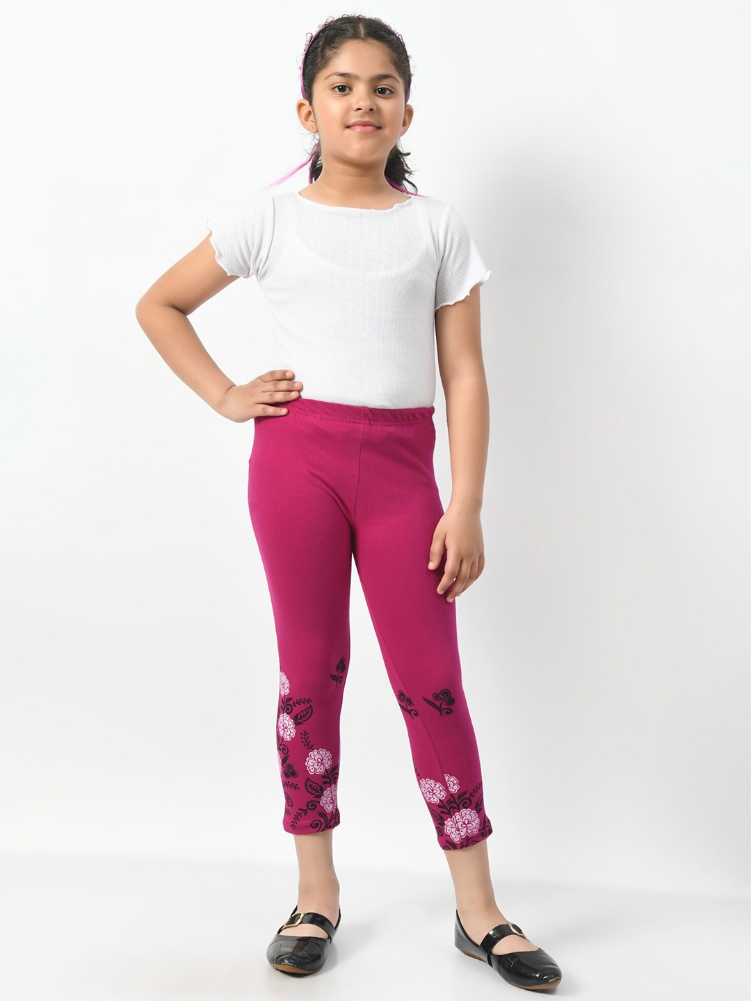 

BAESD Girls Pack of 2 Printed Slim Fit Cotton Capris, Brown