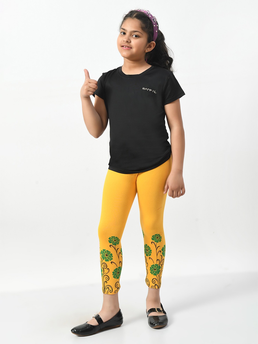 

BAESD Girls Pack of 2 Printed Slim Fit Cotton Capris, Yellow