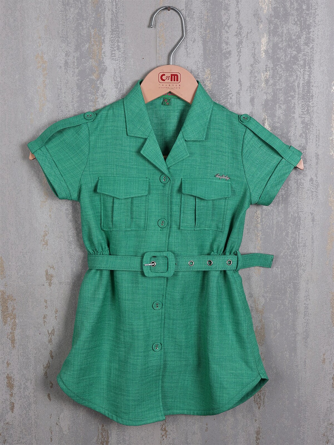 

Albion Roll-Up Sleeves Cotton Shirt Style Top, Green