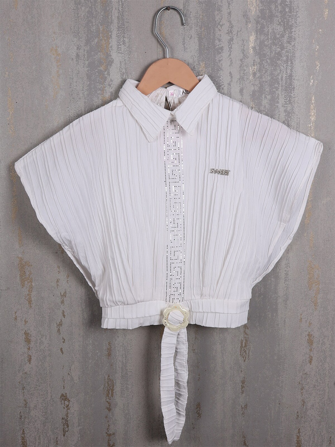 

Albion Striped Extended Sleeves Cotton Shirt Style Top, White