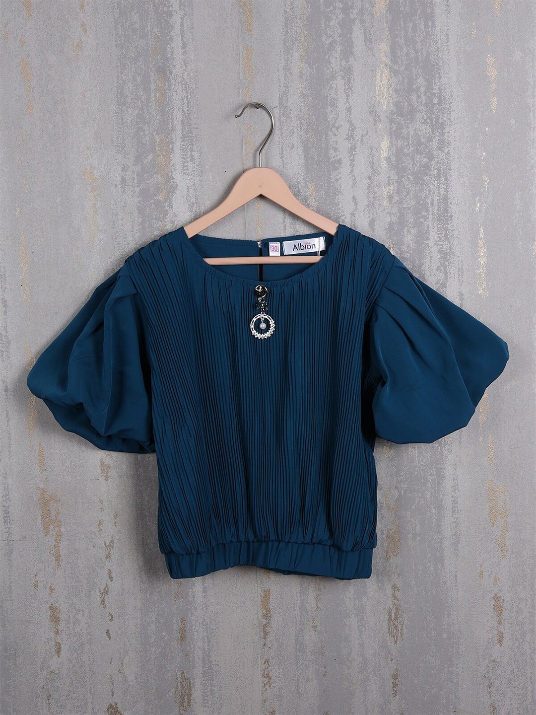 

Albion Puff Sleeve Cotton Top, Blue