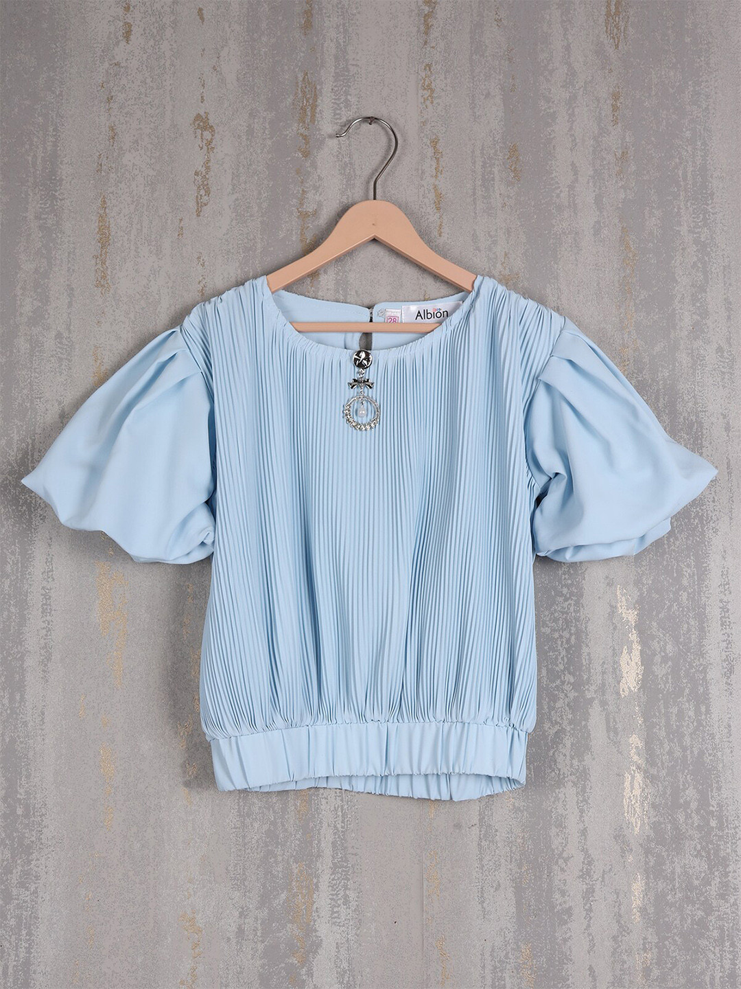 

Albion Flared Sleeve Cotton Blouson Top, Blue