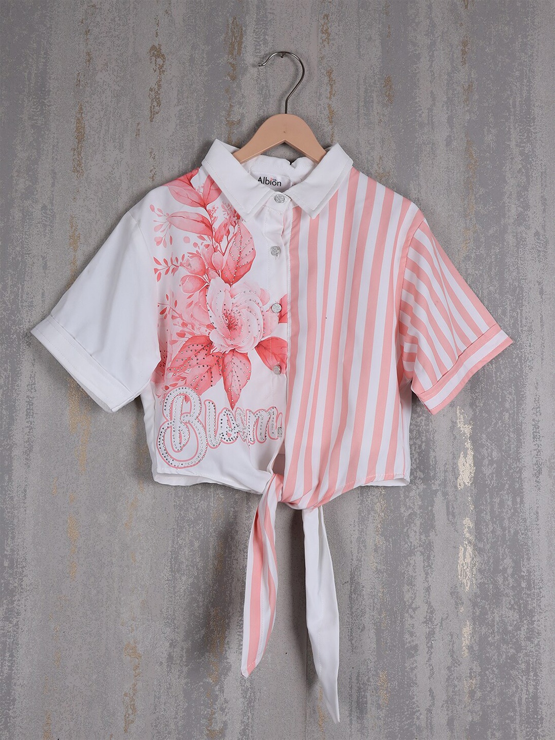 

Albion Striped Cotton Shirt Style Top, Peach