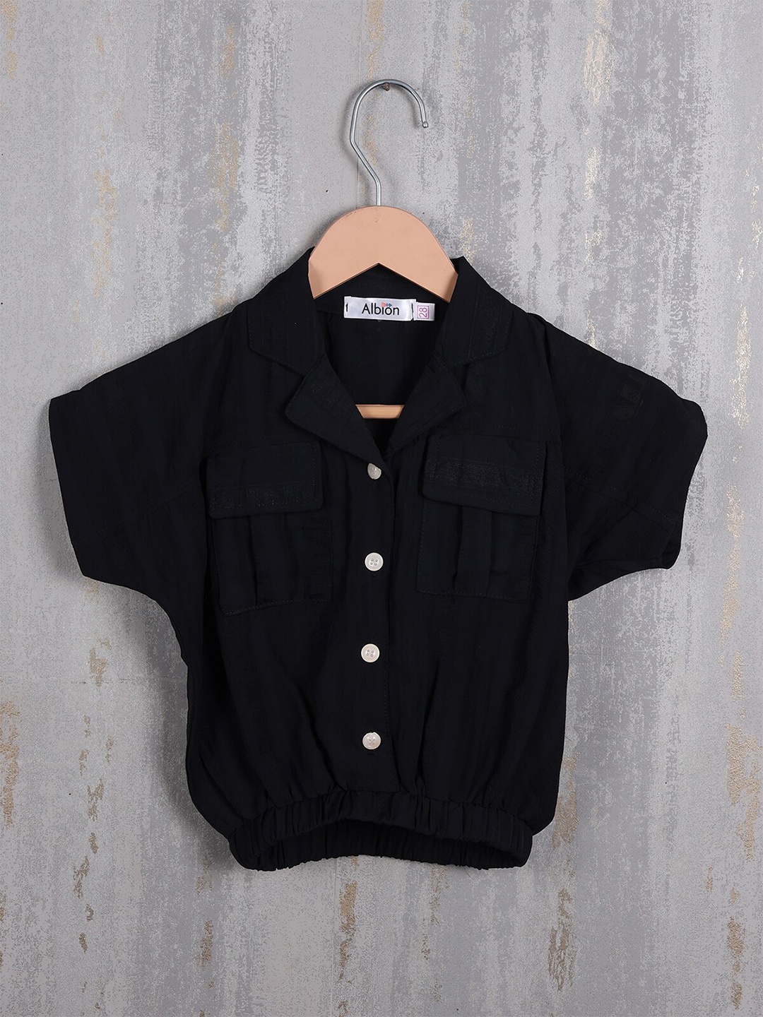 

Albion Extended Sleeves Cotton Shirt Style Top, Black