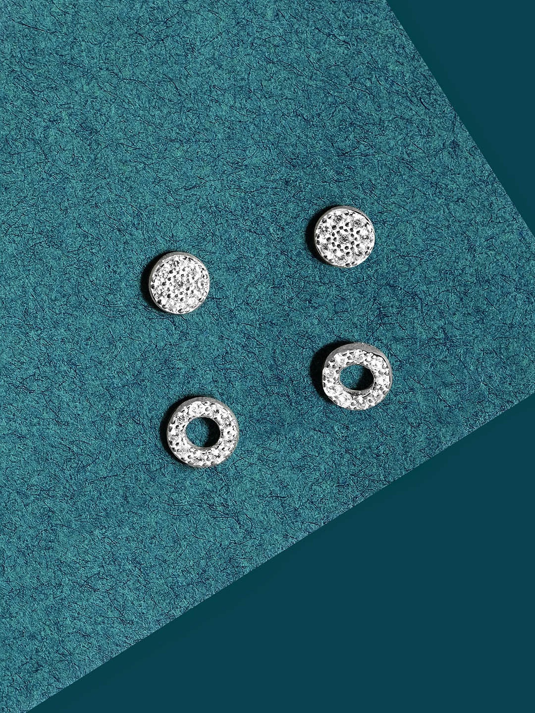 

Accessorize London Set of 2 925 Sterling Silver Hallmark Cubic Zirconia Studs Earrings