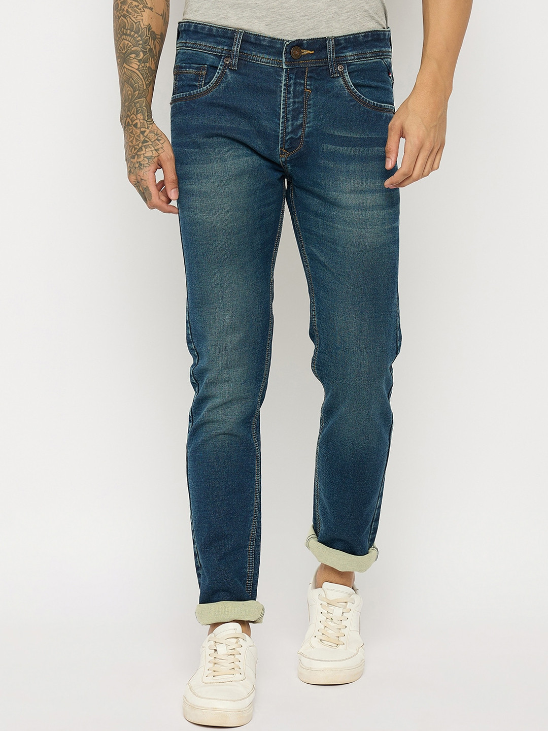 

Duke Men Slim Fit Light Fade Mid-Rise Clean Look Stretchable Cotton Stretchable Jeans, Blue
