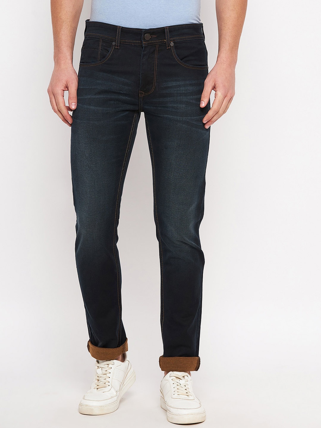 

Duke Men Slim Fit Light Fade Mid-Rise Clean Look Cotton Stretchable Stretchable Jeans, Blue