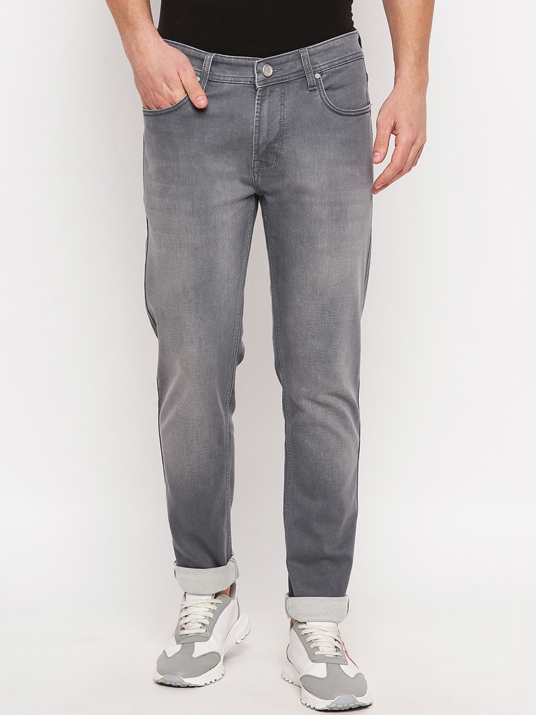 

Duke Men Slim Fit Mid-Rise Clean Look Heavy Fade Cotton Stretchable Stretchable Jeans, Grey