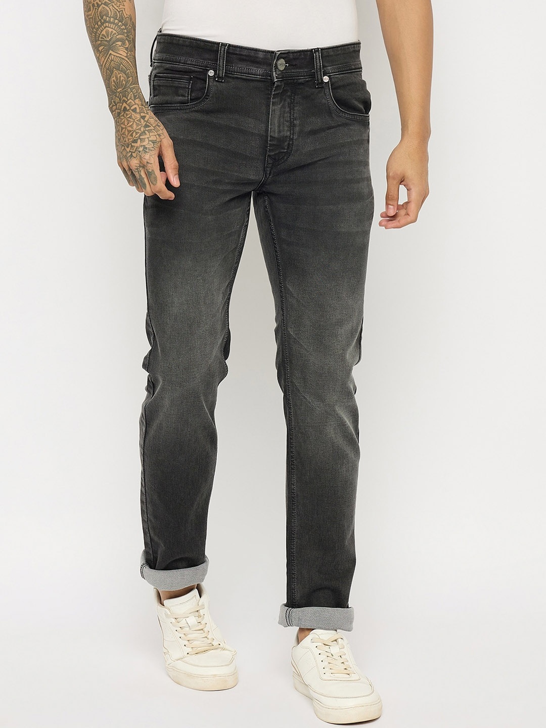 

Duke Men Slim Fit Light Fade Clean Look Stretchable Cotton Stretchable Jeans, Black
