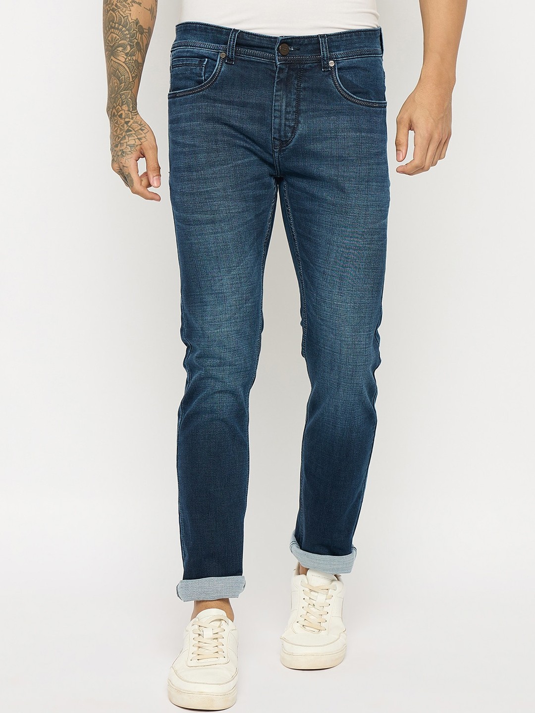 

Duke Men Slim Fit Light Fade Clean Look Stretchable Jeans, Blue