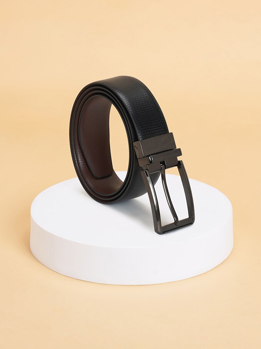 

BYFORD by Pantaloons Men Leather Reversible Formal Belt, Black