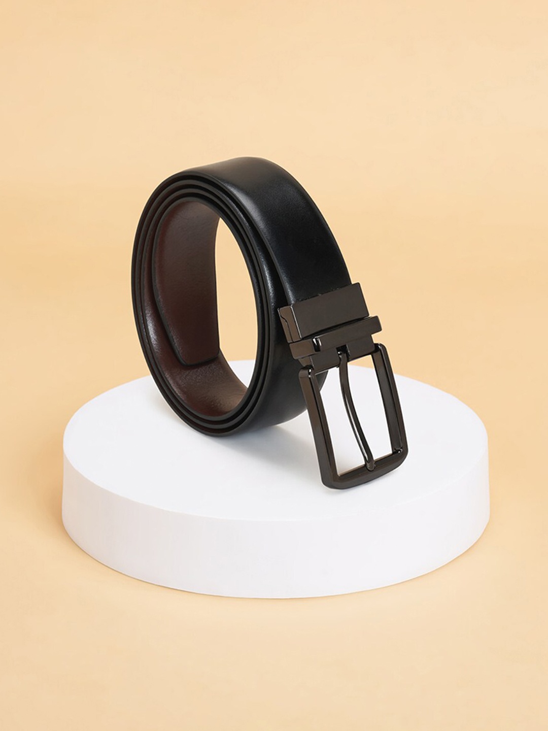 

BYFORD by Pantaloons Men Leather Reversible Formal Belt, Black