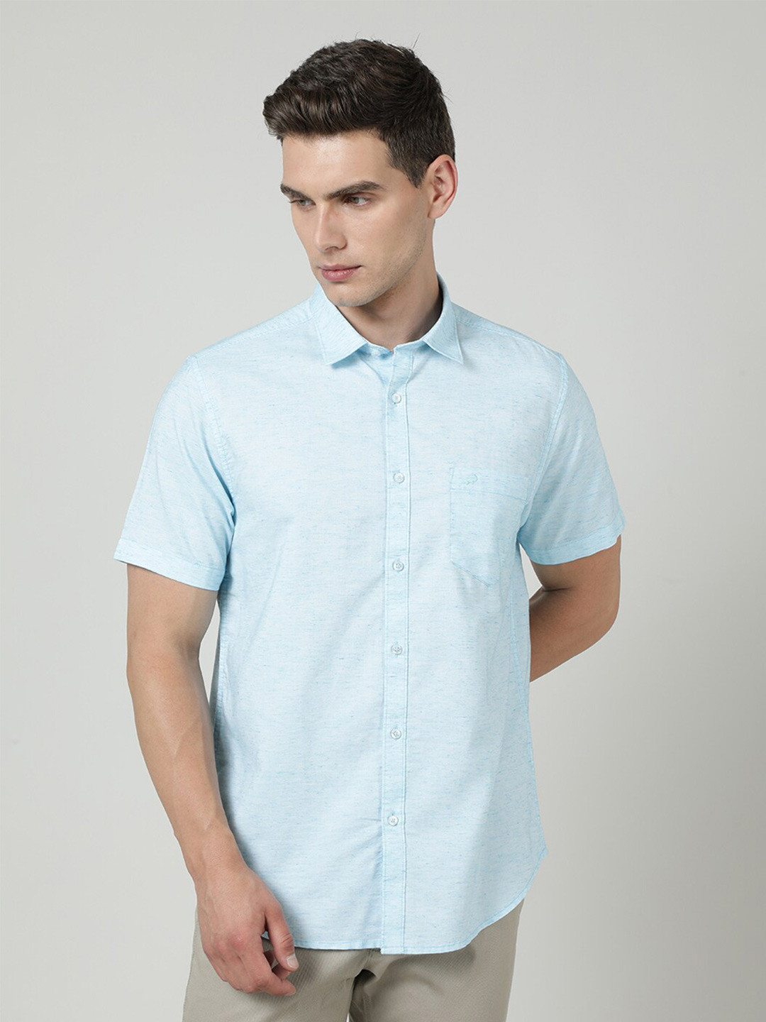 

Crocodile Comfort Cotton Casual Shirt, Turquoise blue