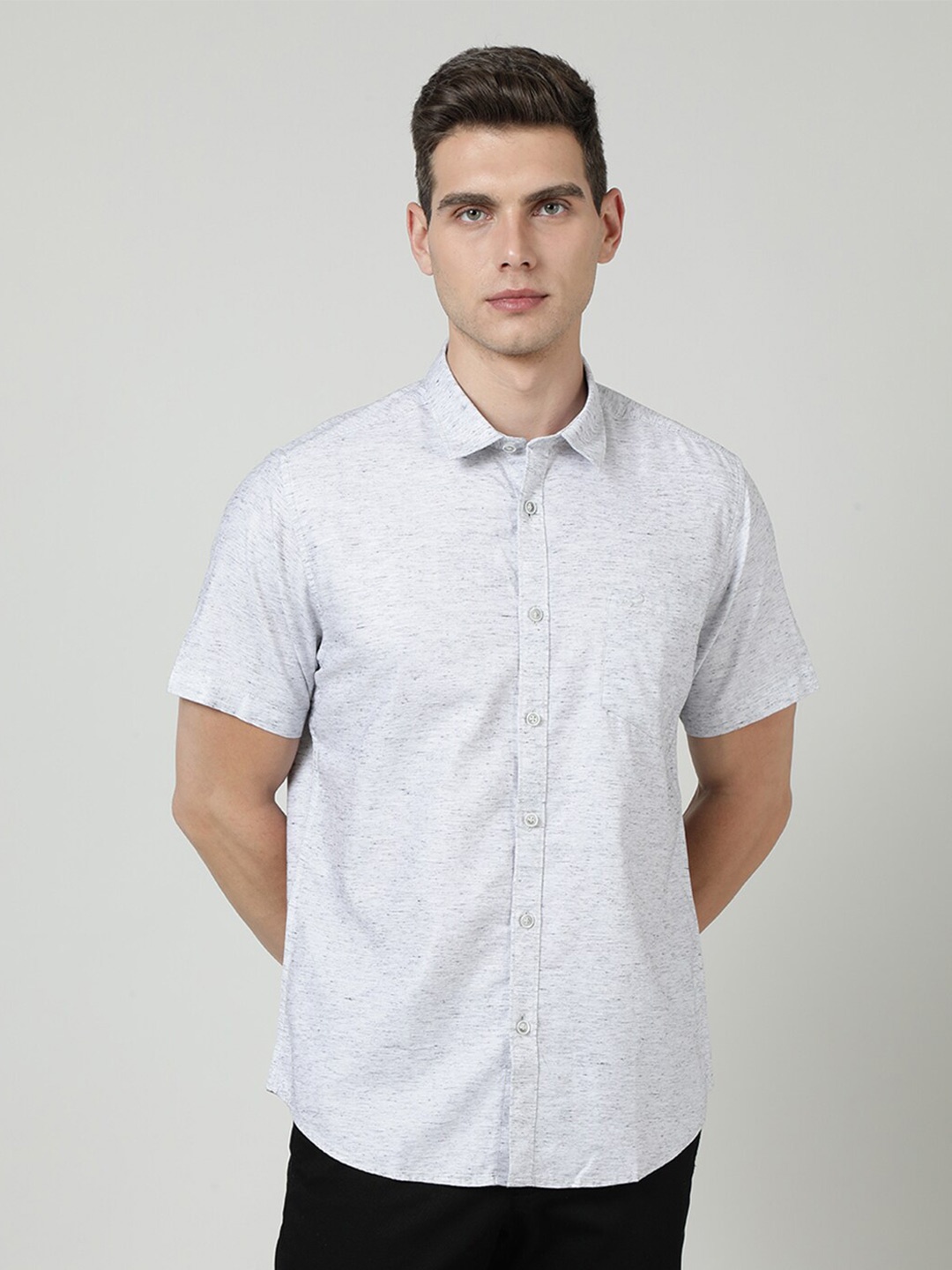Crocodile Comfort Abstract Printed Casual Shirt, Grey