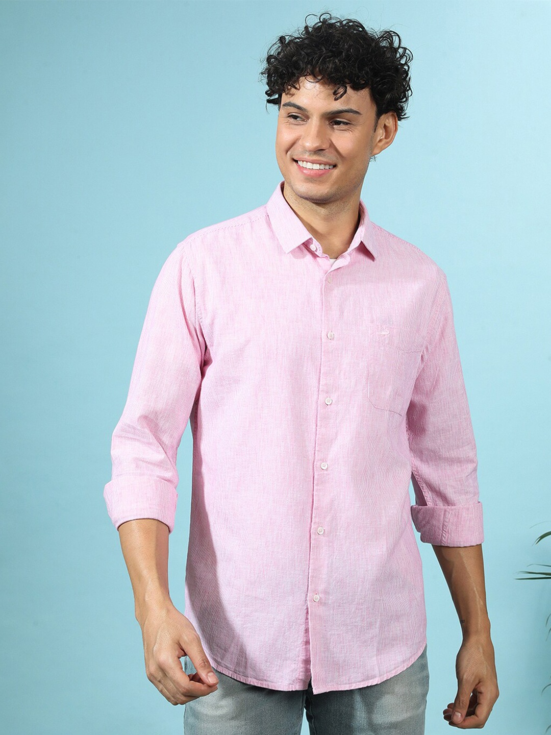 

Crocodile Slim Fit Cotton Casual Shirt, Pink