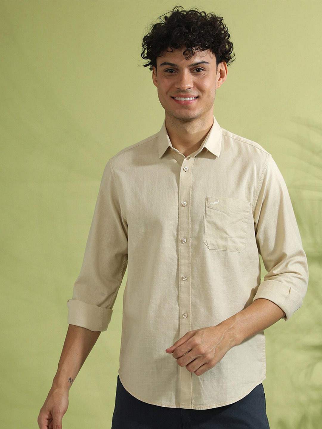 

Crocodile Comfort Opaque Cotton Casual Shirt, Cream