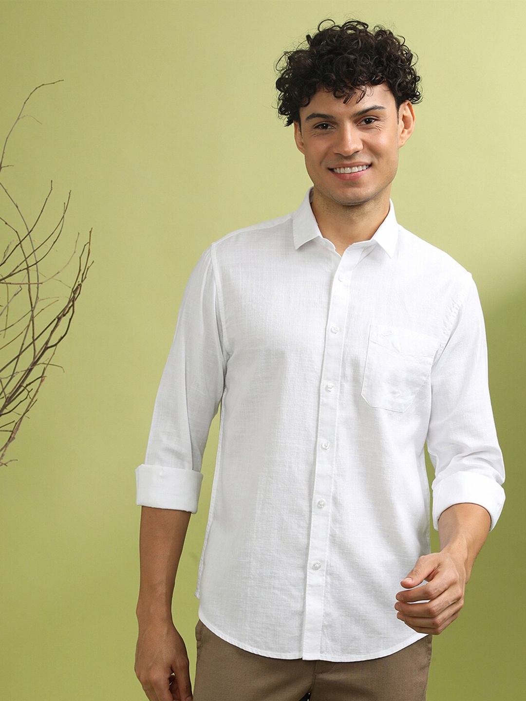 

Crocodile Comfort Opaque Cotton Casual Shirt, White