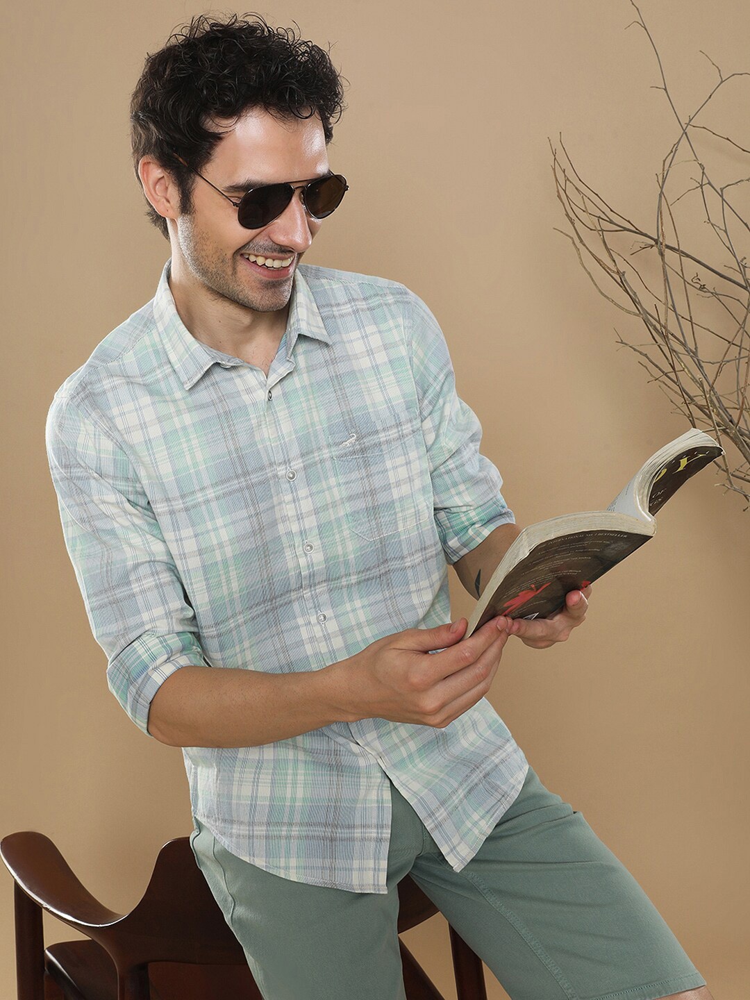 

Crocodile Comfort Tartan Checks Cotton Casual Shirt, Green