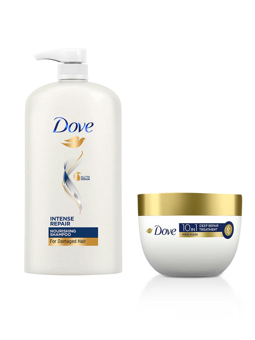 

Dove Hair Therapy Intense Repair Shampoo 1L & 10In1 Deep Repair Treatment Hair Mask 120ml, White