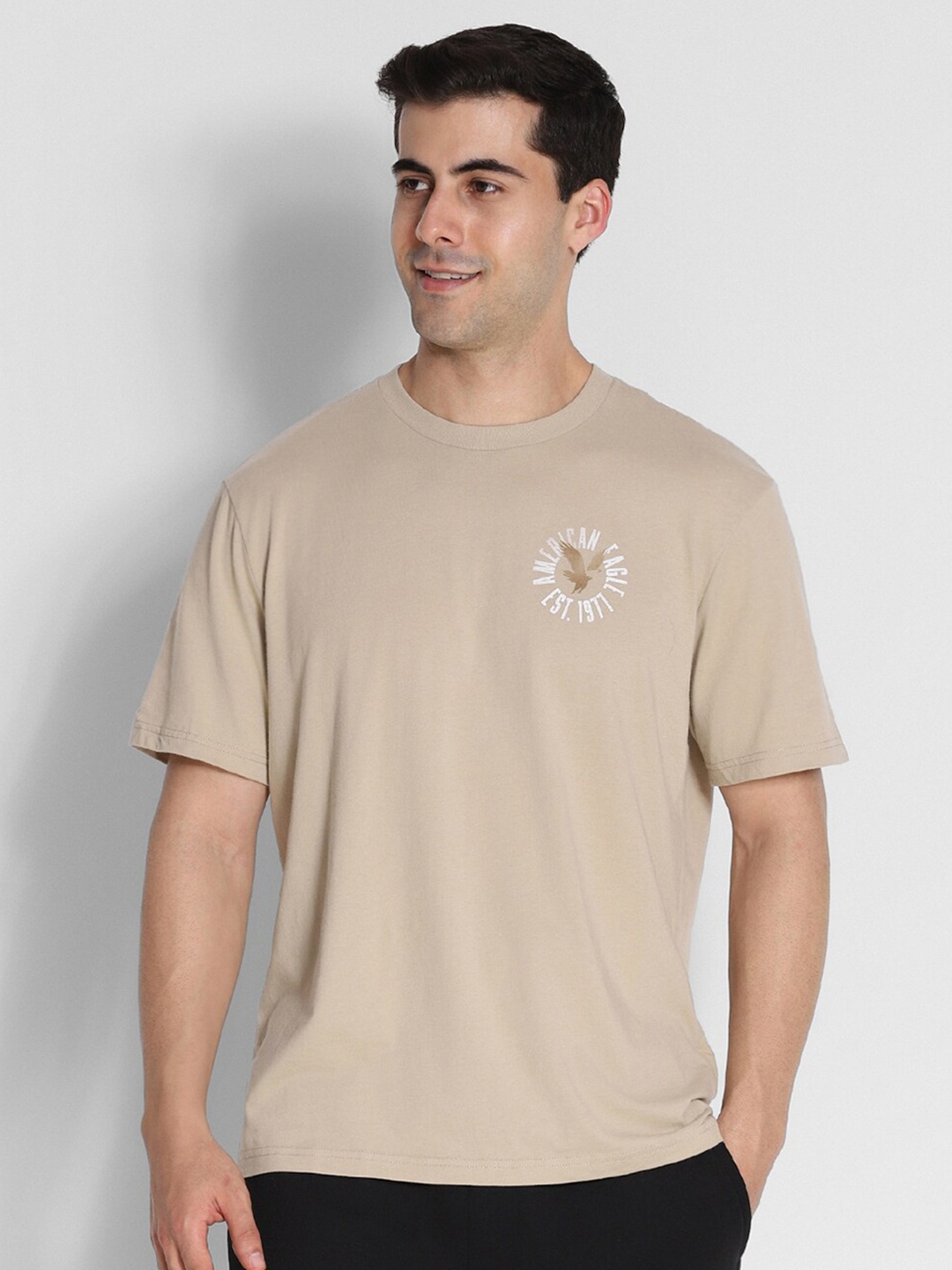 

AMERICAN EAGLE OUTFITTERS Round Neck Casual T-shirt, Khaki