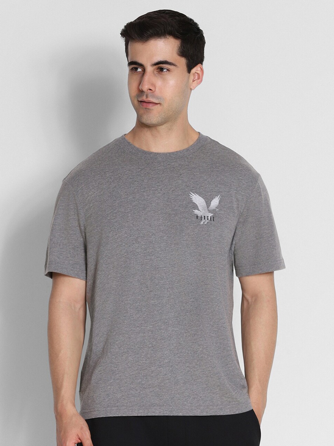 AMERICAN EAGLE OUTFITTERS Round Neck Casual T-shirt, Grey