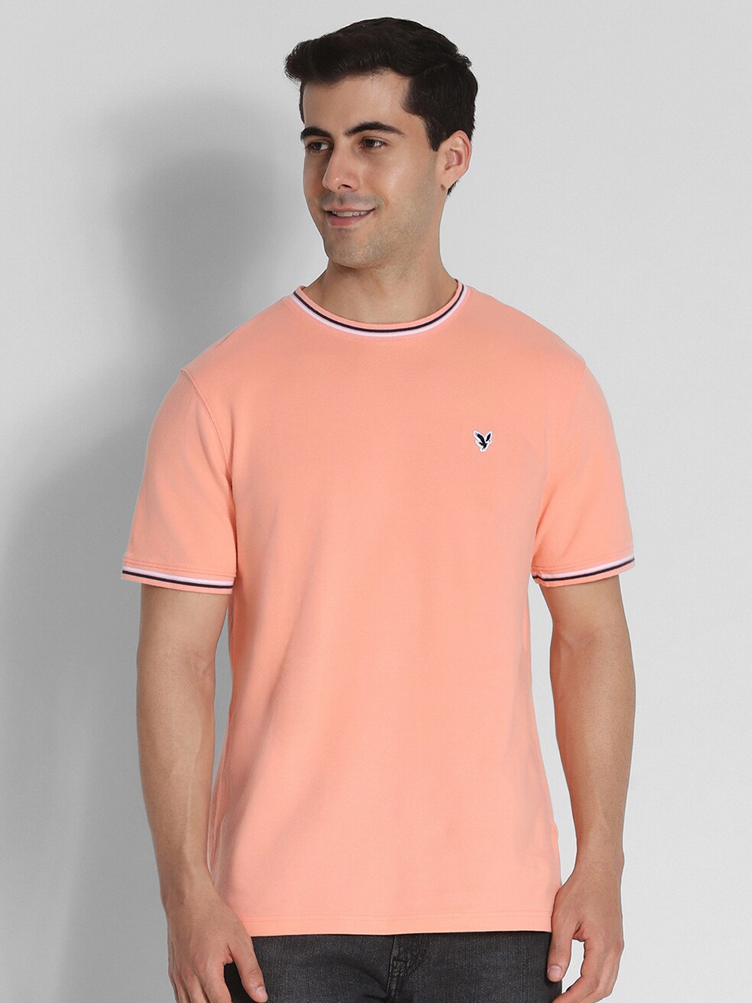 

AMERICAN EAGLE OUTFITTERS Round Neck Casual Slim Fit T-shirt, Peach