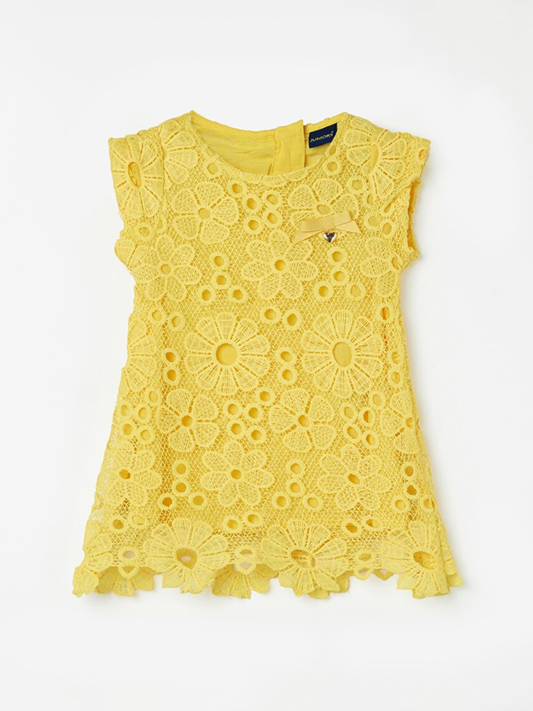 Juniors by Lifestyle Girls Round Neck Self Design A-Line Dress, Green