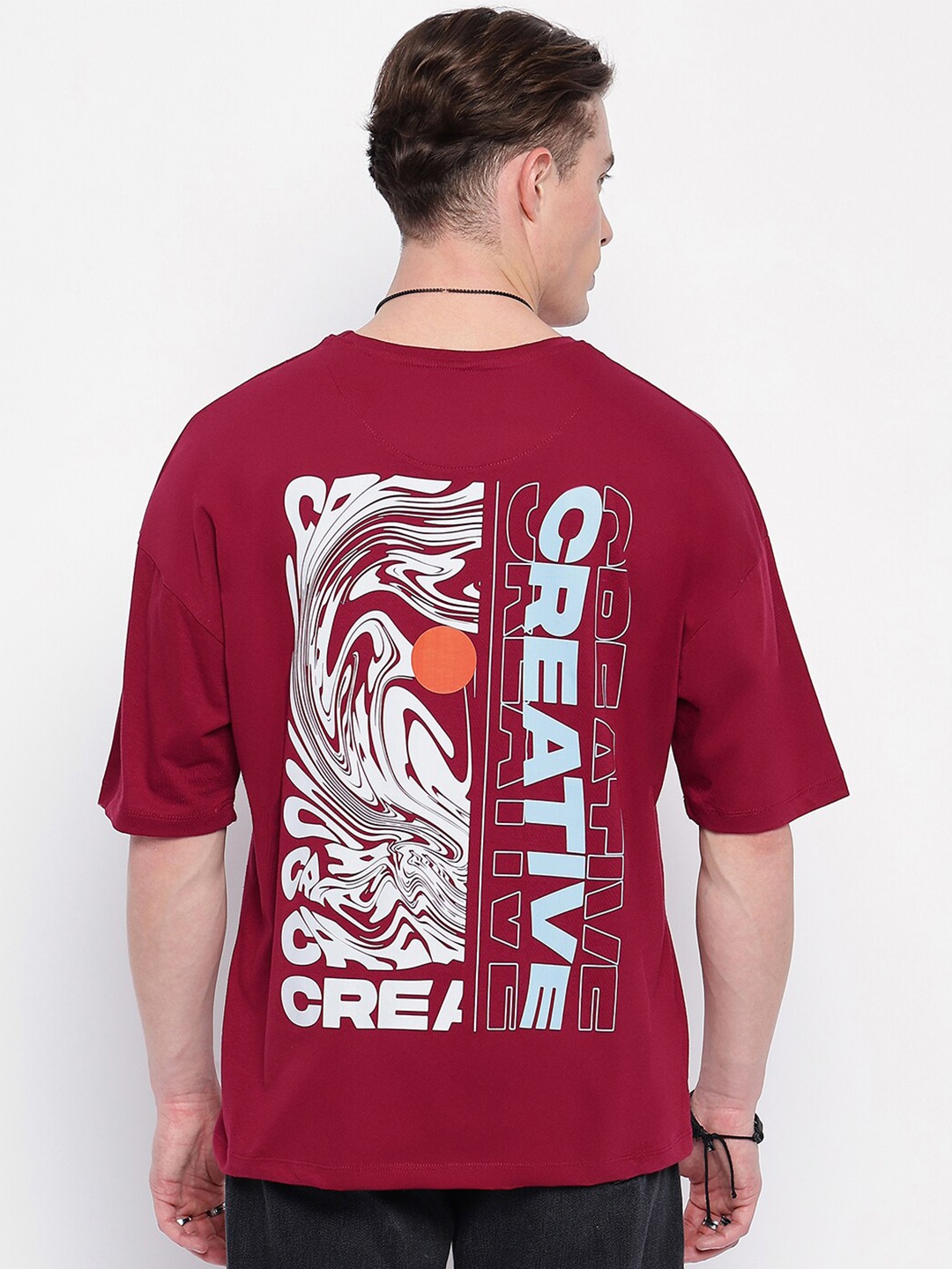 

Wear Your Mind Typography Printed Round Neck Cotton Oversized T-shirt, Maroon