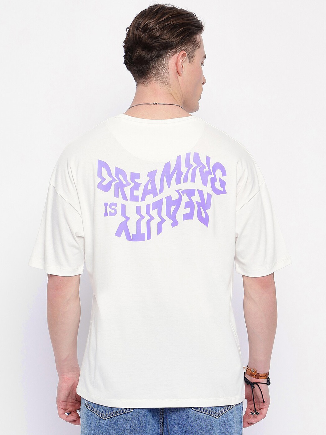 

Wear Your Mind Typography Printed Round Neck Cotton Oversized T-shirt, White