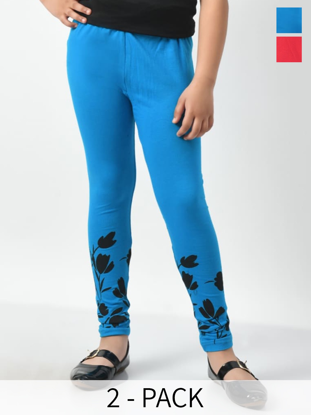 

BAESD Girls Pack Of 2 Printed Cotton Ankle Length Leggings, Blue