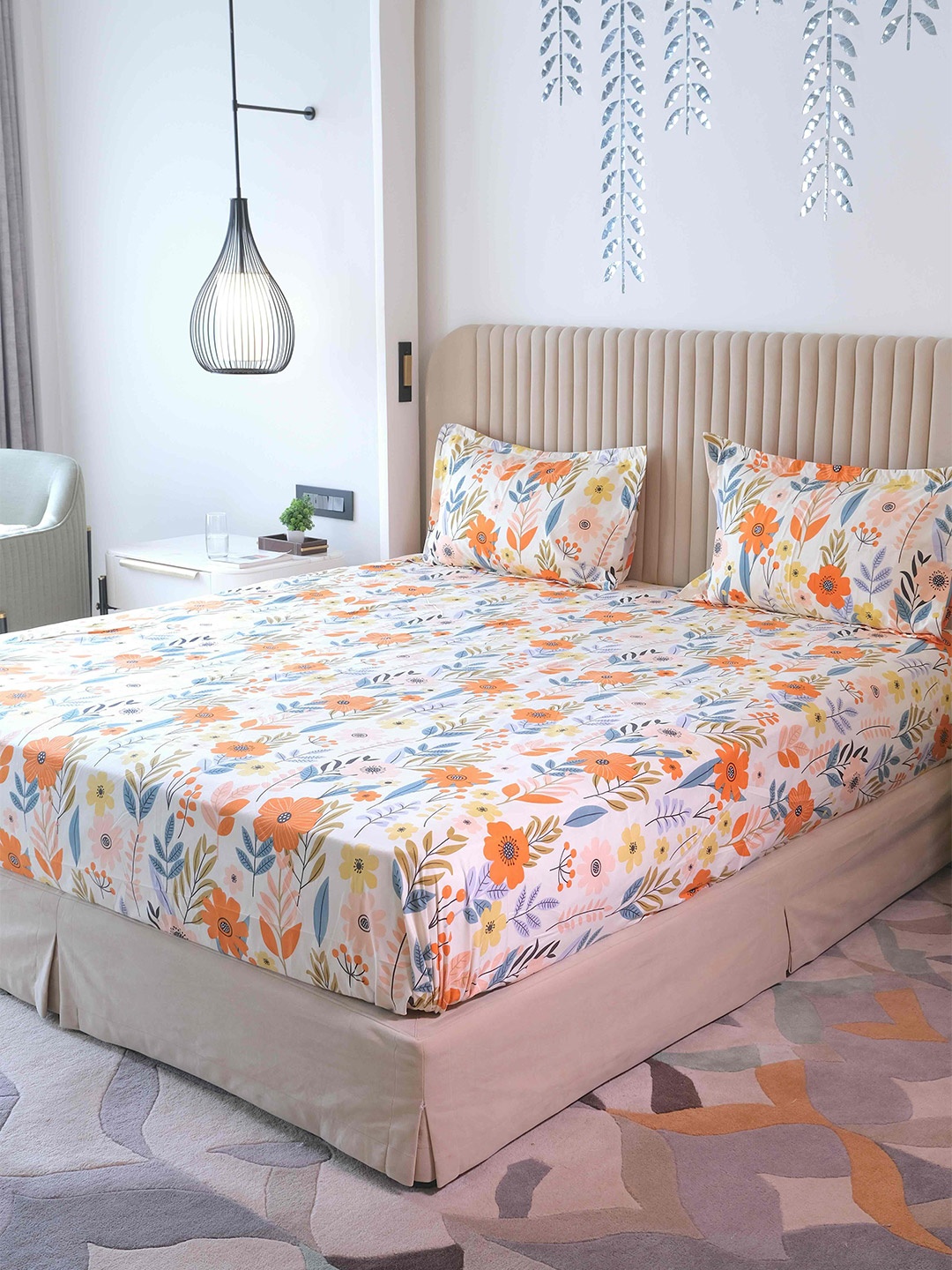 

Pure Decor King Size Double Bed Bedsheet With 2 Pillow Covers 2.74m X 2.74m, Cream