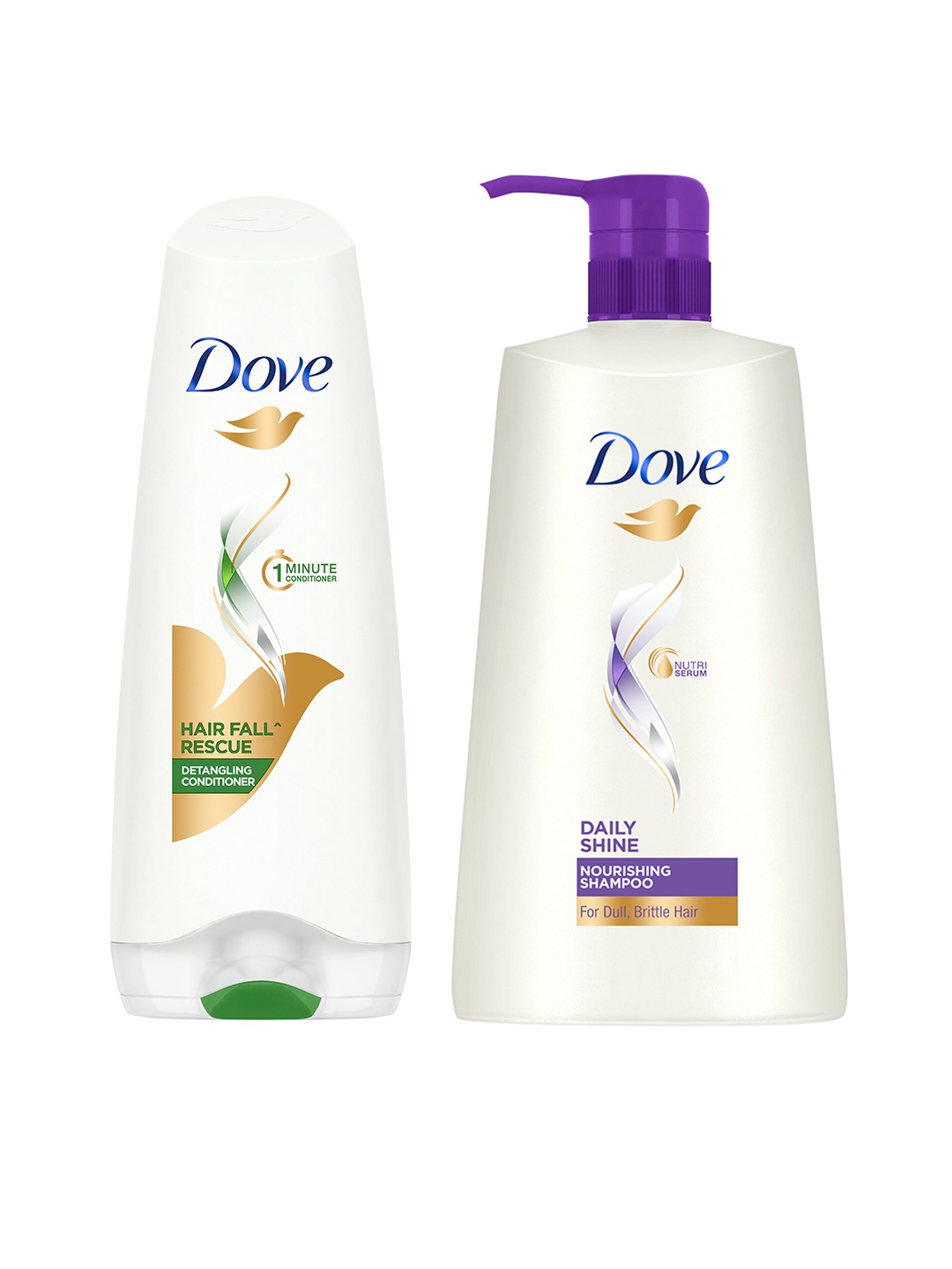 

Dove Set of Hair Fall Rescue Hair Conditioner - 175 ml & Daily Shine Shampoo - 650 ml, White