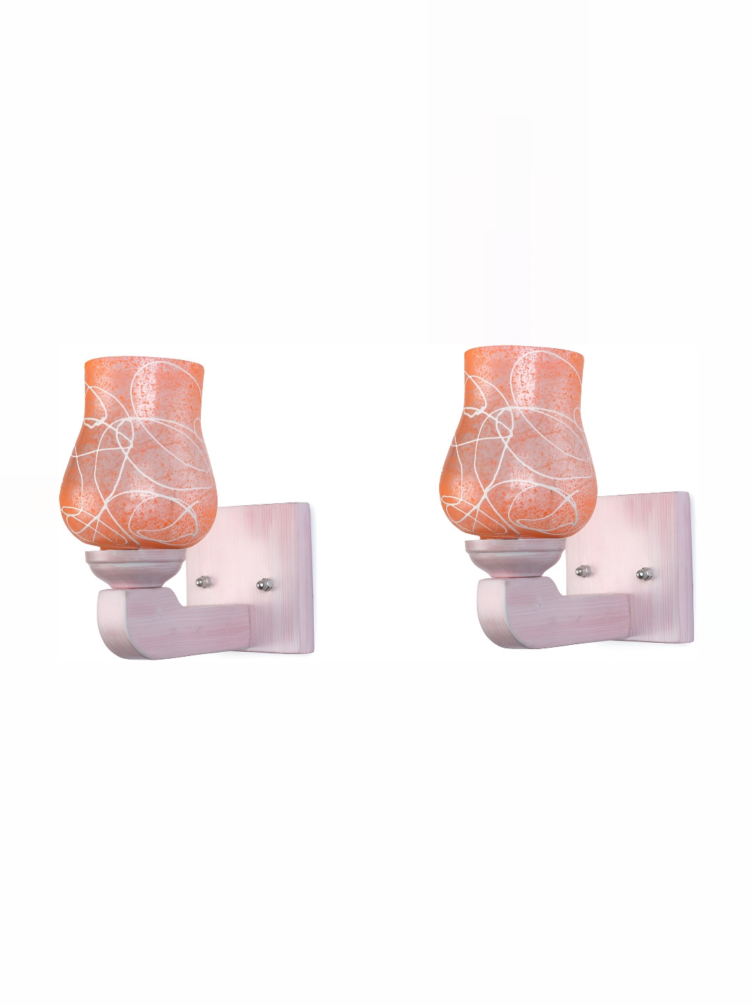 

1ST TIME Orange 2 Pieces Printed Glass Traditional Wall Lamps