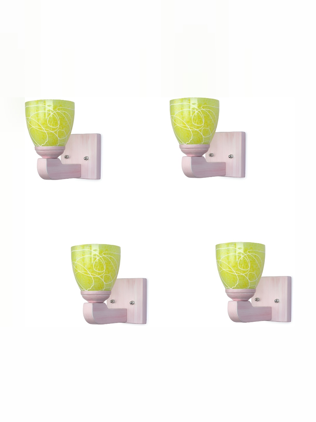 

1ST TIME Yellow & White 4 Pieces Printed Glass Traditional Wall Lamp