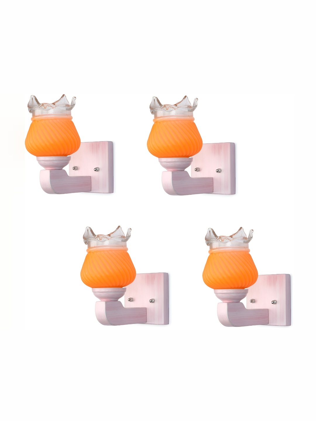 

1ST TIME Orange & Beige 4 Pieces Textured Glass Traditional Wall Lamp