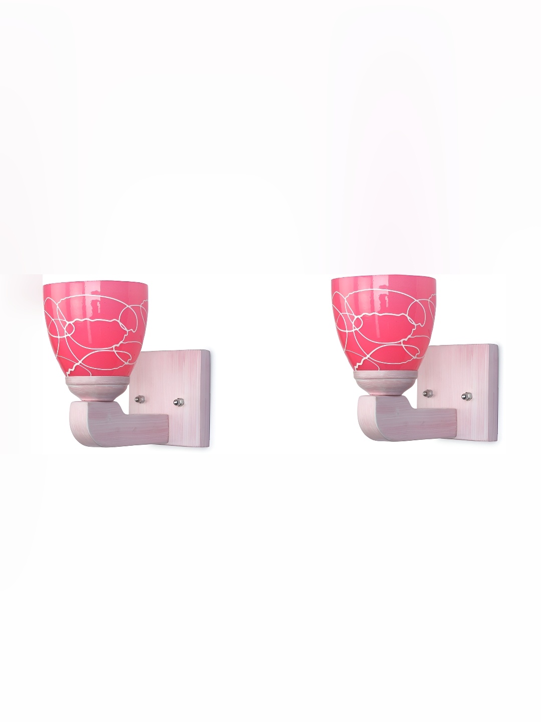 

1ST TIME Pink & White 2 Pieces Printed Glass Traditional Wall Lamp