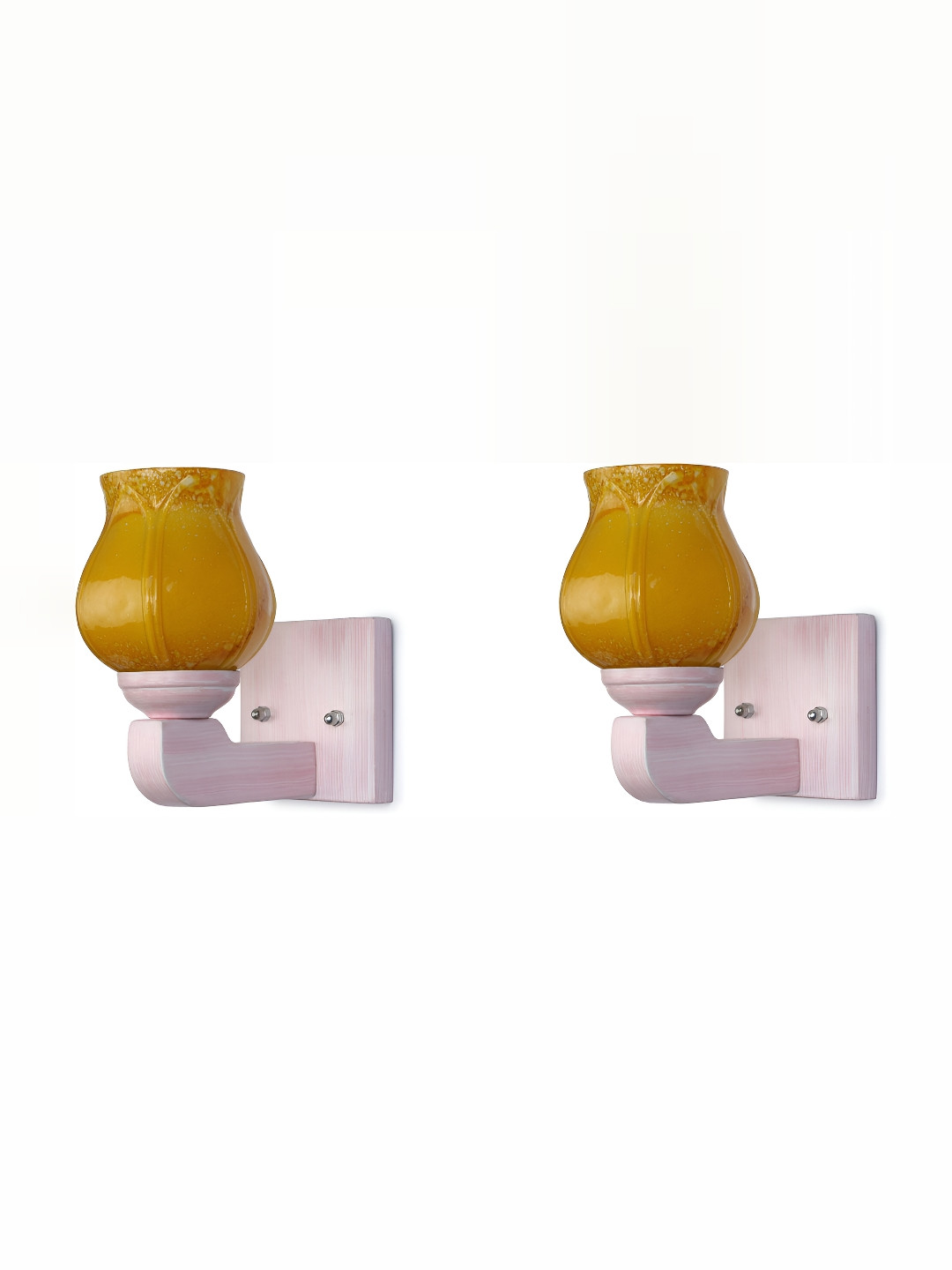 

1ST TIME Yellow 2 Pieces Colourblocked Glass Traditional Cylinder Shaped Wall Lamp