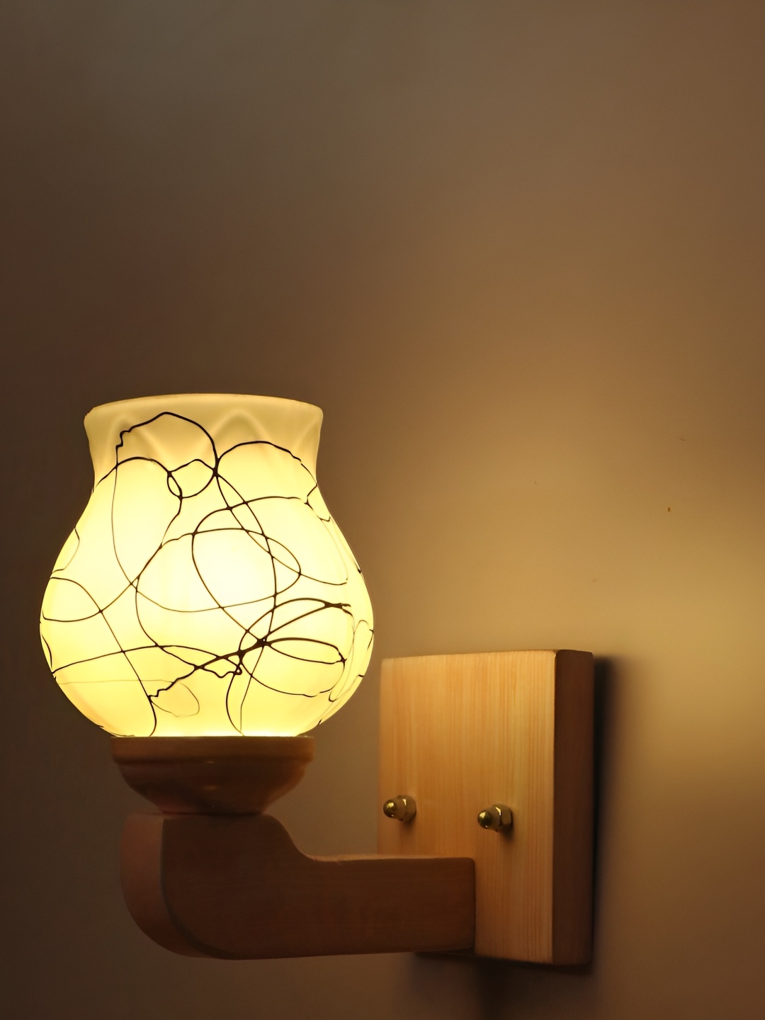 

1ST TIME White & Black Printed Glass Traditional Wall Lamp