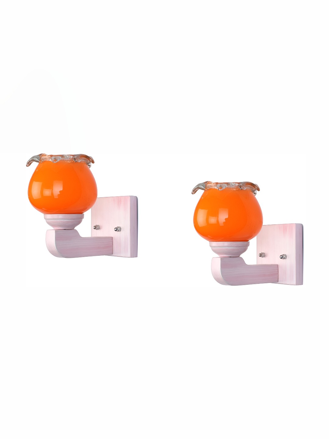 

1ST TIME Orange & Pink 2 Pieces Textured Glass Contemporary Wall Lamps