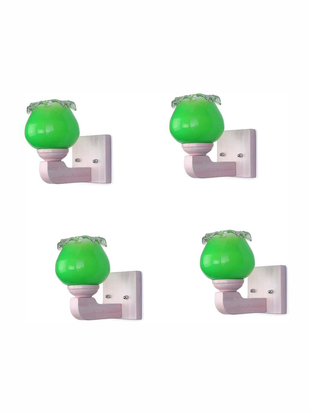 

1ST TIME Green 4Pcs Textured Glass Traditional Wall Lamps