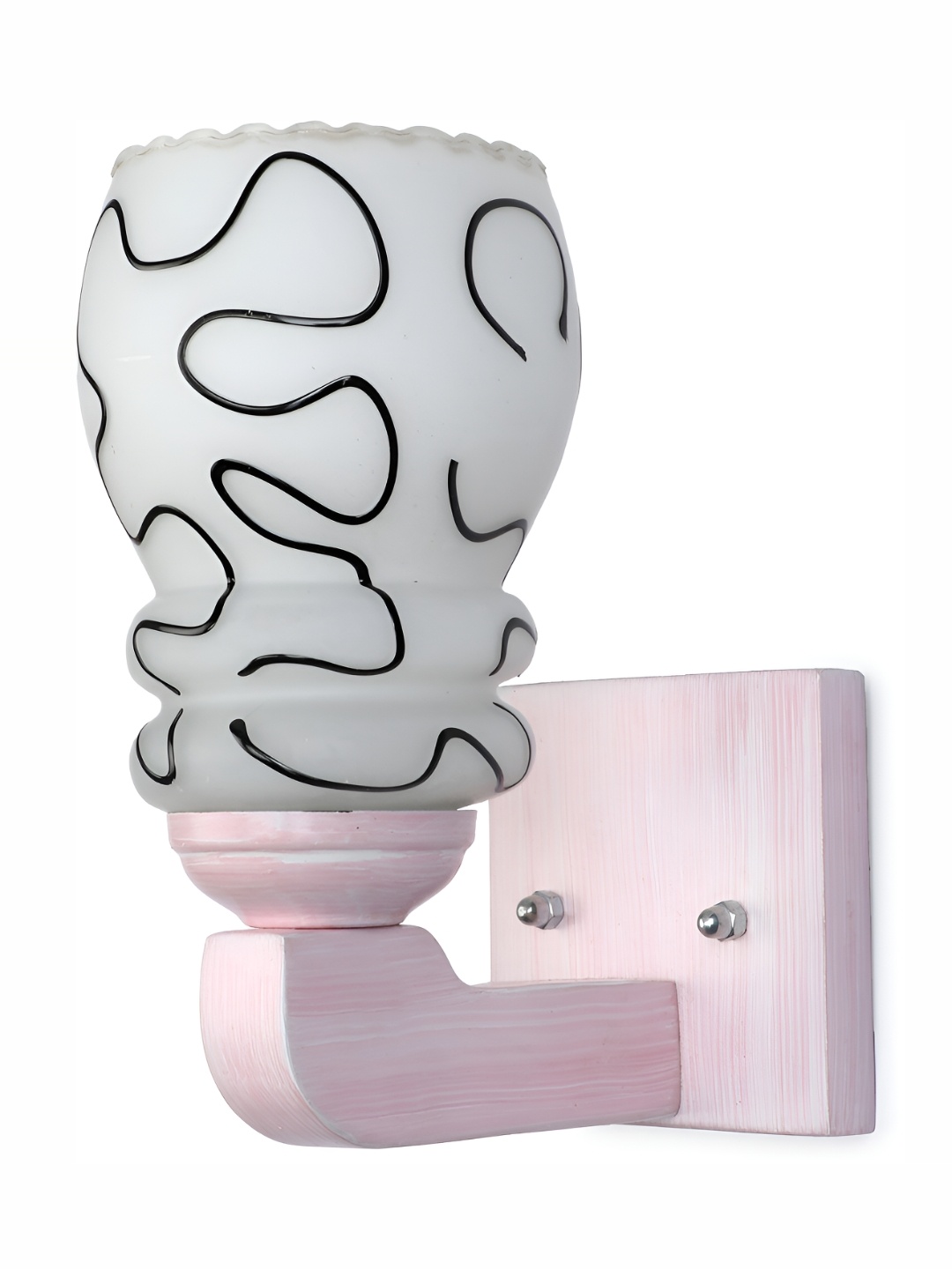 

1ST TIME White & Black Printed Glass Traditional Abstract Shaped Shaped Wall Lamp