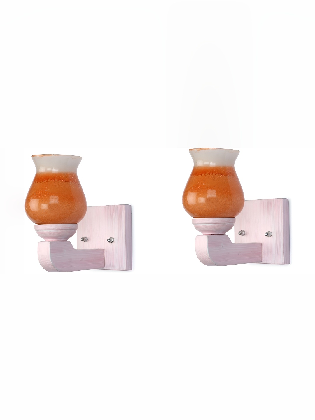 

1ST TIME Orange & White 2 Pieces Glass Abstract Shaped Contemporary Wall Lamps
