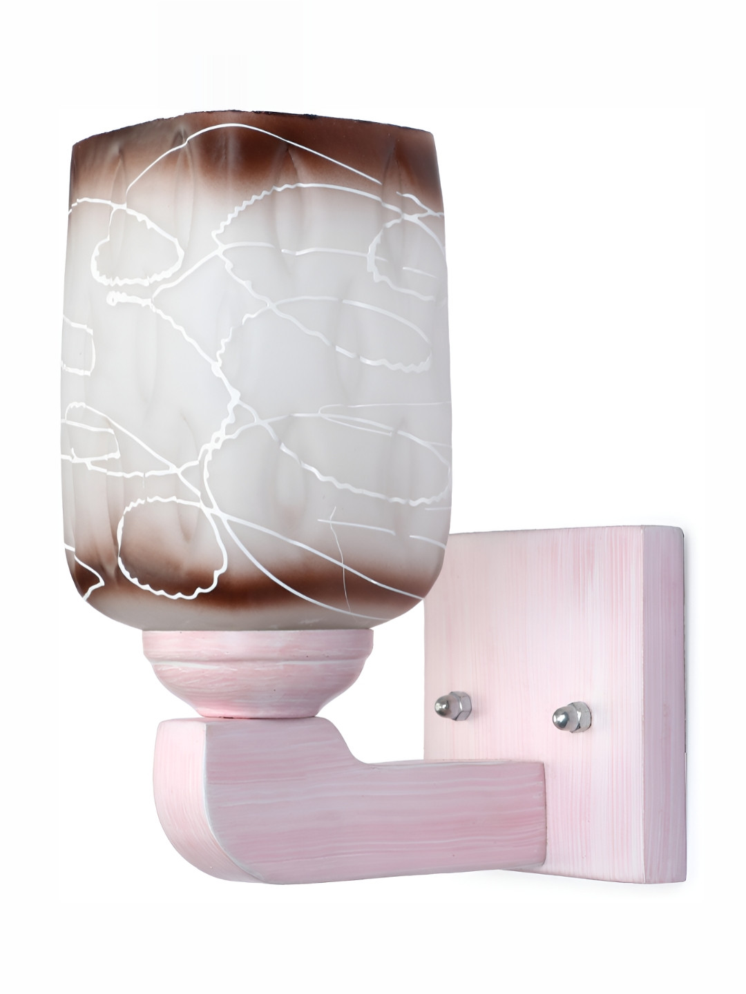 

1ST TIME White & Brown Printed Glass Traditional Cylinder Shaped Wall Lamp