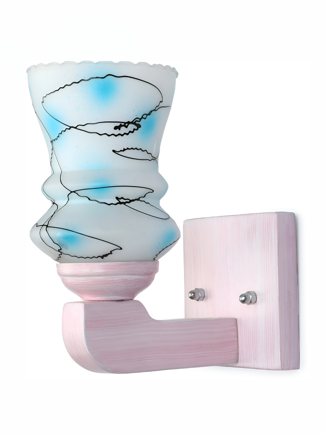 

1ST TIME White & Blue Printed Glass Traditional Abstract Shaped Wall Lamp