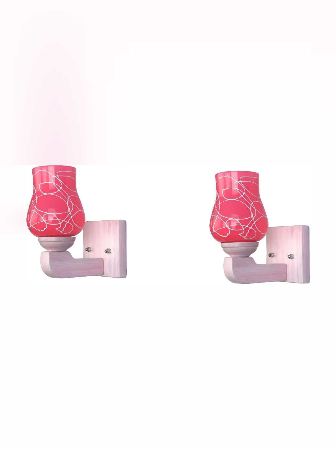 

1ST TIME Pink 2 Pc Glass Traditional Abstract Shaped Shaped Wall Lamp