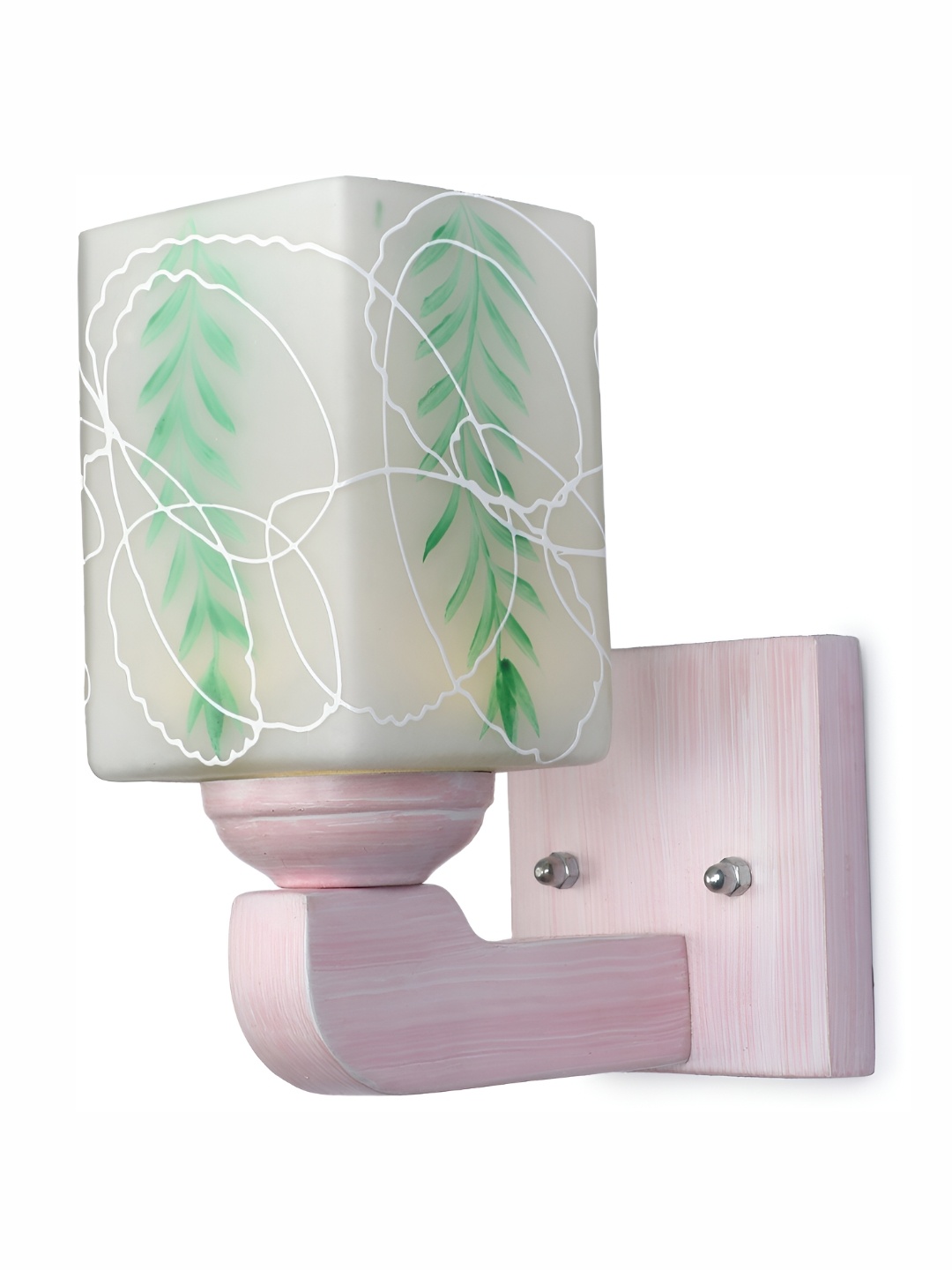 

1ST TIME White & Green Printed Glass Traditional Rectangle Shaped Wall Lamp